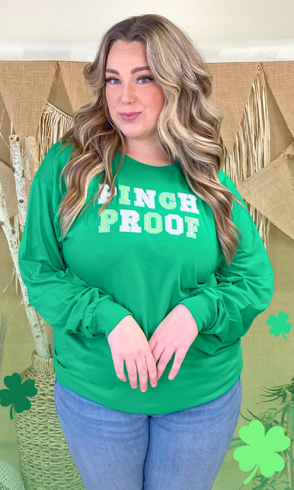 Pinch Proof St Patricks Day Sequin Graphic Long Sleeve Shirt