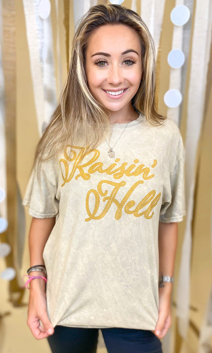 Raisin' Hell Mineral Washed Graphic Shirt