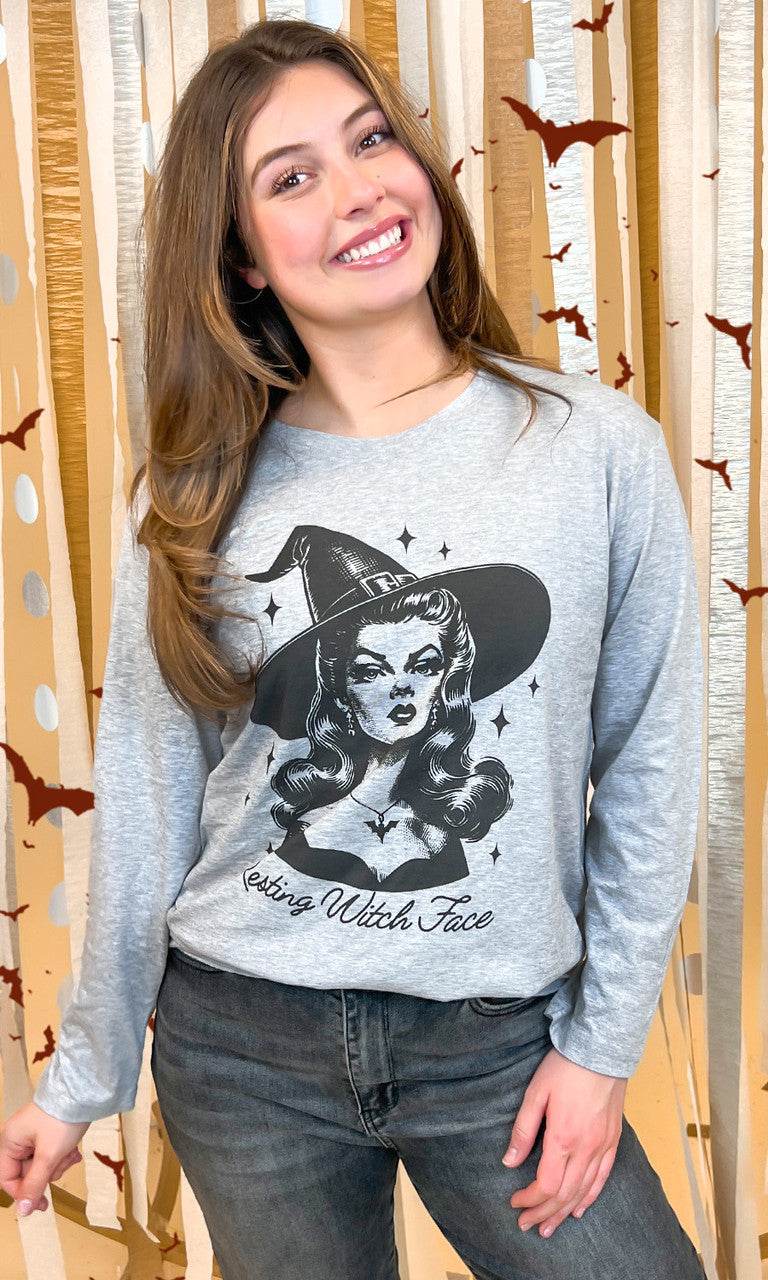 Resting Witch Face Graphic Long Sleeve T-Shirt