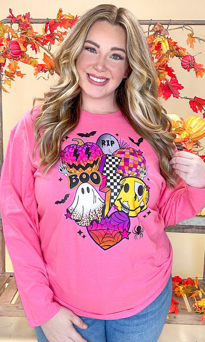 Retro Halloween Vibes Graphic Long Sleeve T-Shirt