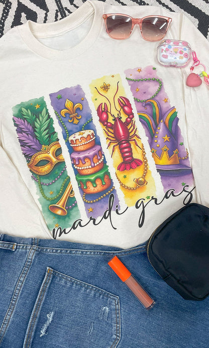 Retro Mardi Gras Graphic Long Sleeve T-Shirt