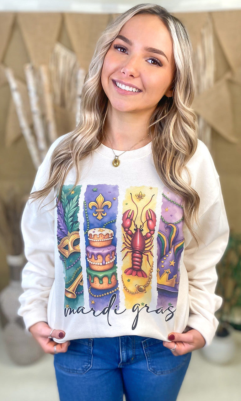 Retro Mardi Gras Graphic Sweatshirt