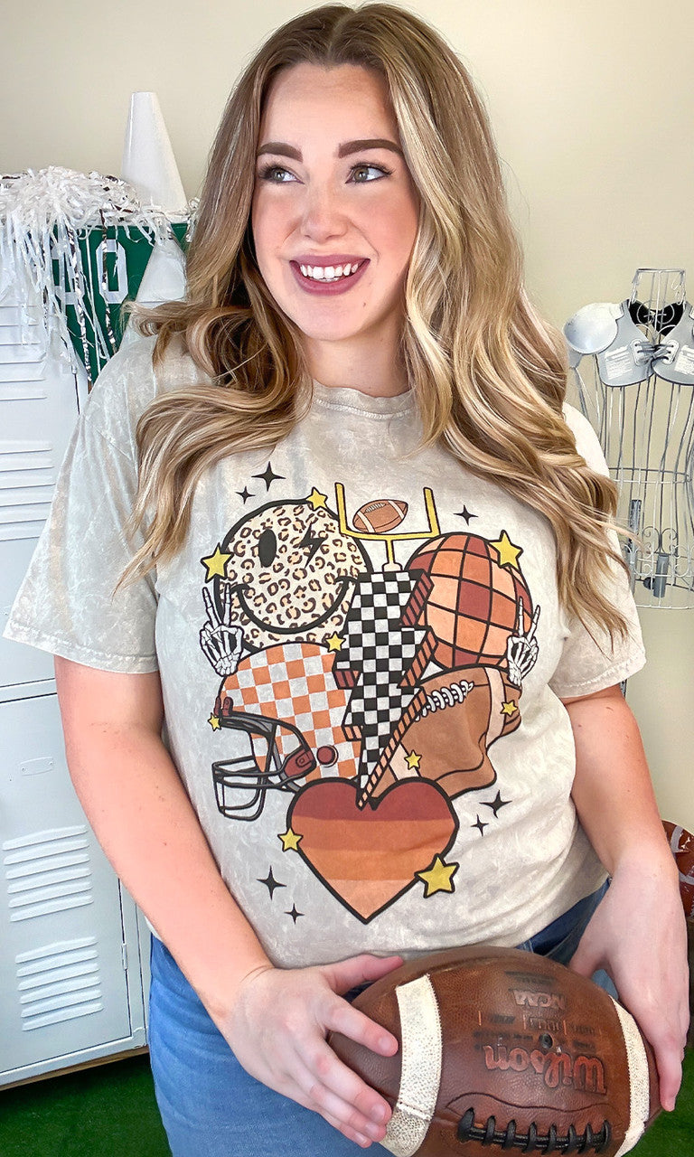 Retro Football Vibes Mineral Washed Graphic Shirt