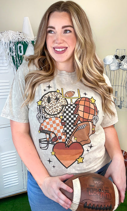 Retro Football Vibes Mineral Washed Graphic Shirt