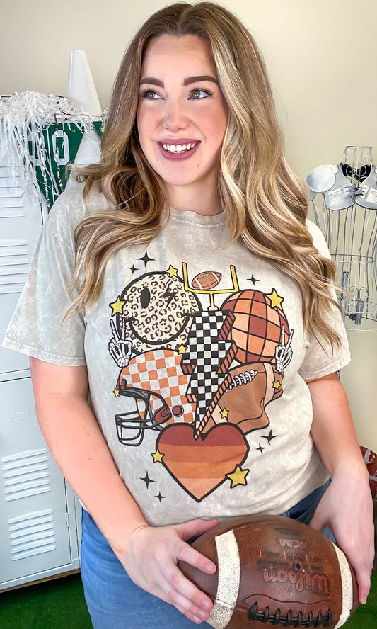 Retro Football Vibes Mineral Washed Graphic Shirt