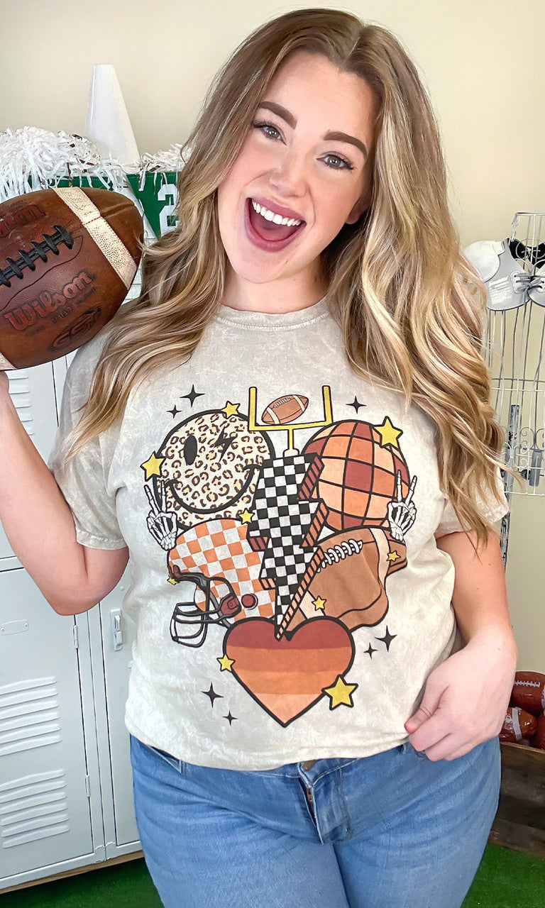Retro Football Vibes Mineral Washed Graphic Shirt