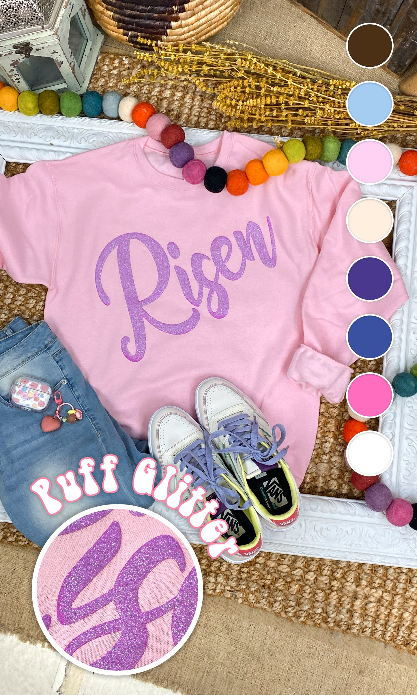 Risen Glitter Puff Graphic Sweatshirt