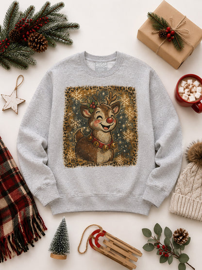 Rudolph Vintage Stamp Christmas Graphic Nantucket Sweatshirt