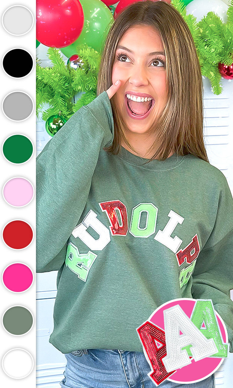 Rudolph Sequin Christmas Graphic Sweatshirt