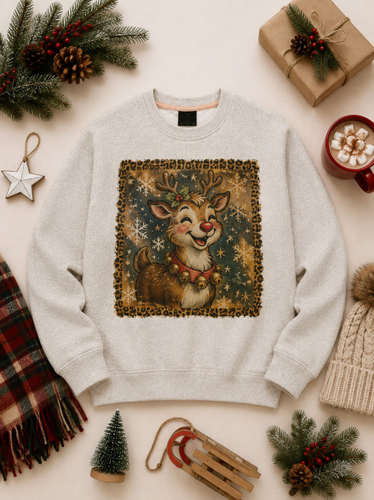 Rudolph Vintage Stamp Christmas Graphic Nantucket Sweatshirt