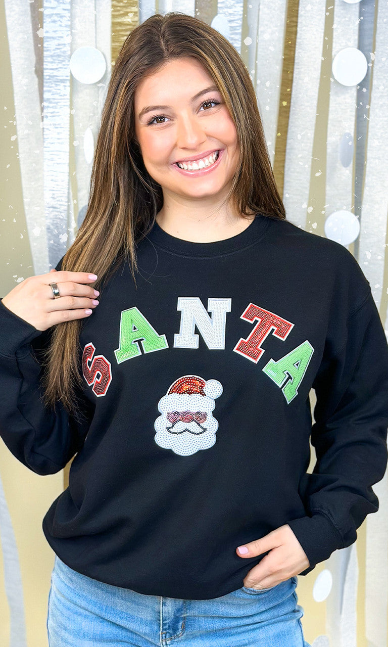 Santa Sequin Graphic Sweatshirt