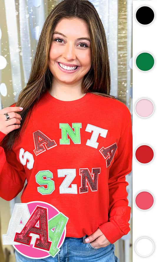 Santa Season Sequin Graphic Long Sleeve T-Shirt