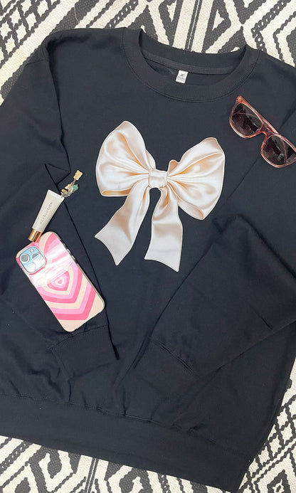Satin Bow Graphic Sweatshirt