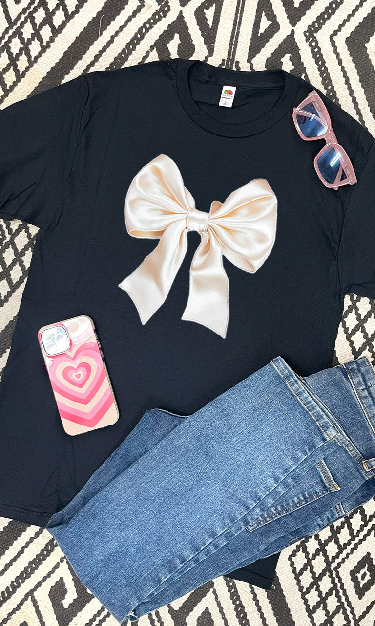 Satin Bow Graphic T-Shirt