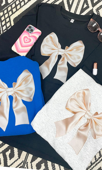 Satin Bow Graphic Sweatshirt