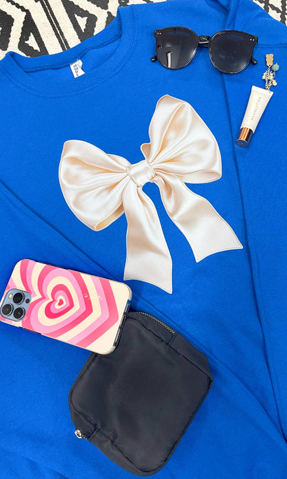 Satin Bow Graphic Sweatshirt