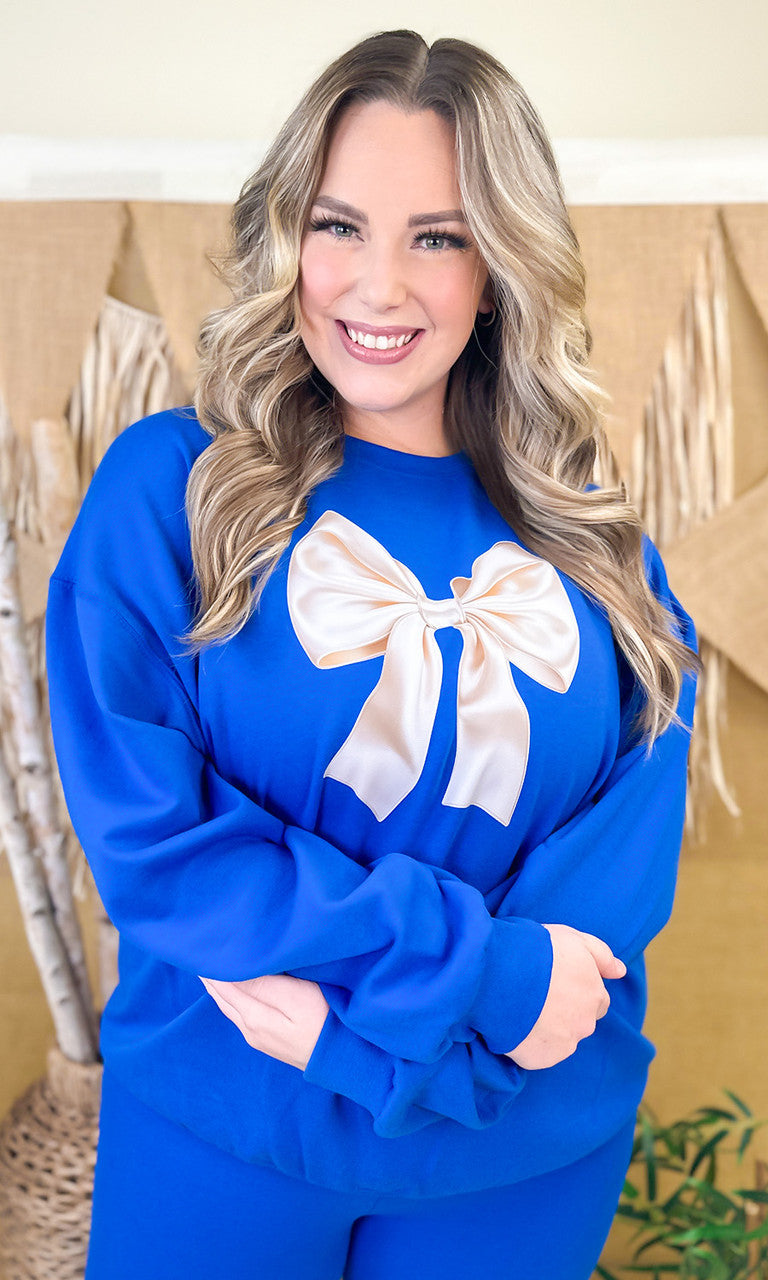 Satin Bow Graphic Sweatshirt