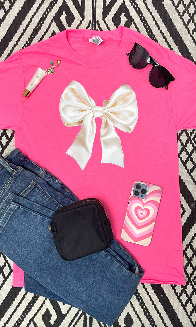 Satin Bow Graphic T-Shirt