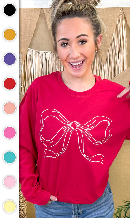 Simple Bow Graphic Long Sleeve T-Shirt
