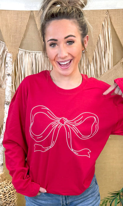 Simple Bow Graphic Long Sleeve T-Shirt