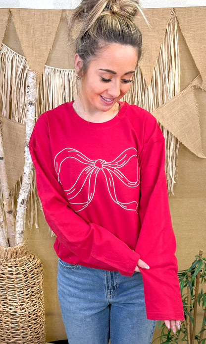 Simple Bow Graphic Long Sleeve T-Shirt