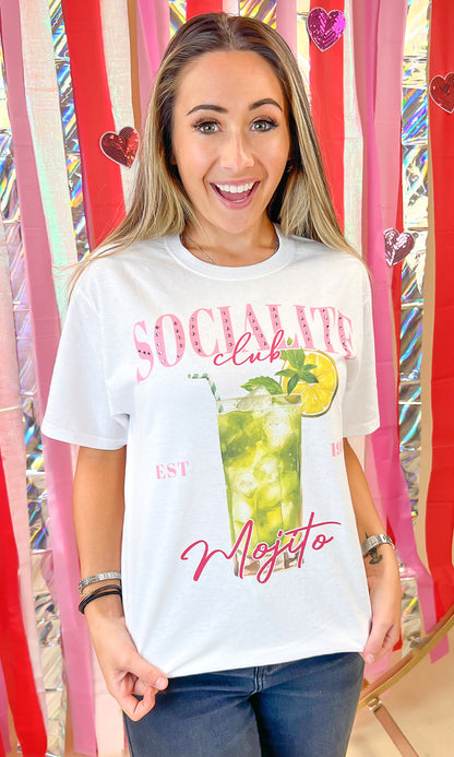 Socialite Drink Club Rhinestone Graphic T-Shirt