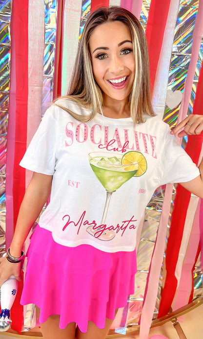 Socialite Drink Club Rhinestone Graphic Crop Top T-Shirt