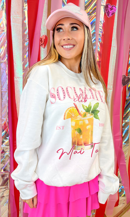 Socialite Drink Club Rhinestone Graphic Sweatshirt