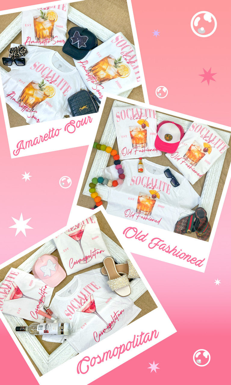 Socialite Drink Club Rhinestone Graphic T-Shirt