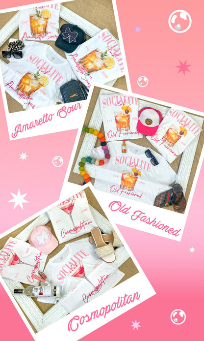 Socialite Drink Club Rhinestone Graphic T-Shirt