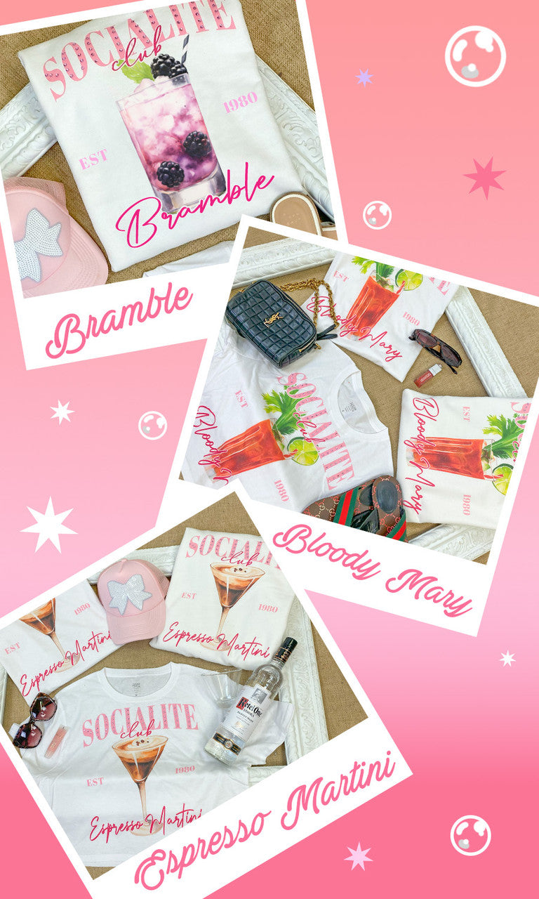 Socialite Drink Club Rhinestone Graphic Crop Top T-Shirt