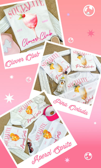 Socialite Custom Drink Club Rhinestone Graphic Sweatshirt