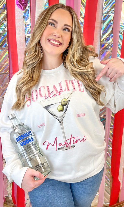 Socialite Drink Club Rhinestone Graphic Sweatshirt