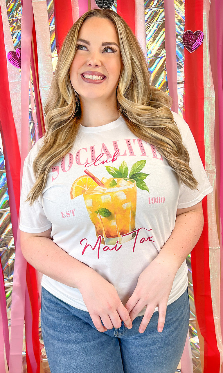 Socialite Drink Club Rhinestone Graphic T-Shirt