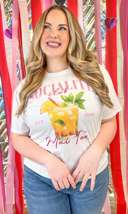 Socialite Drink Club Rhinestone Graphic T-Shirt