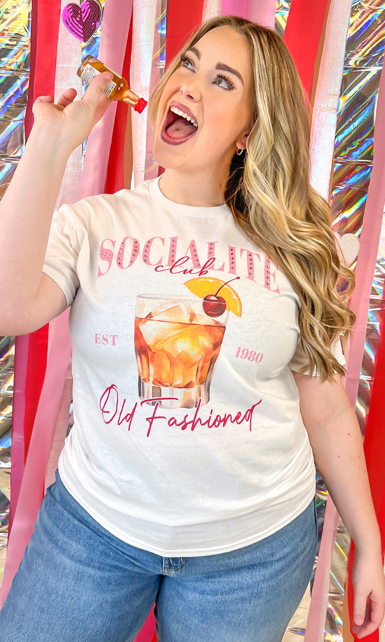 Socialite Drink Club Rhinestone Graphic T-Shirt