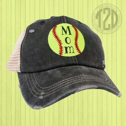 Vintage Glitter Sport Hat Mom Softball