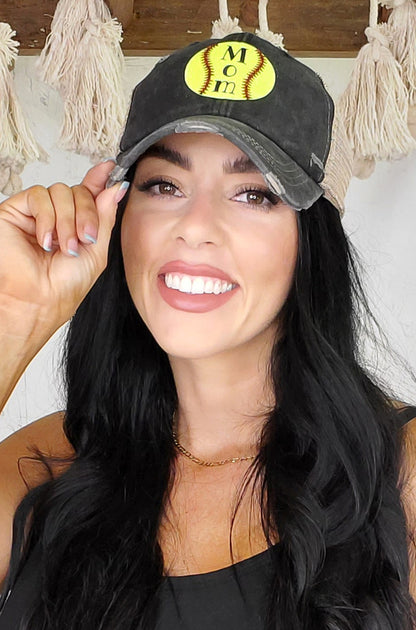 Vintage Glitter Sport Hat Mom Softball
