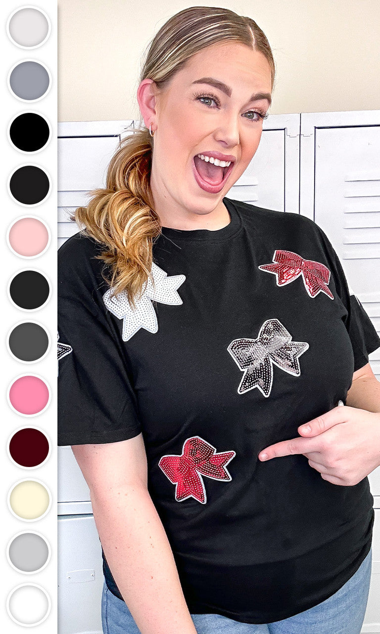 Sparkle Sequin Bow Graphic T-Shirt