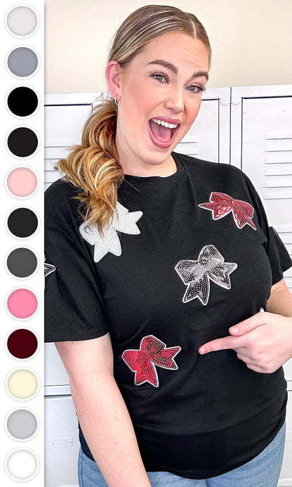 Sparkle Sequin Bow Graphic T-Shirt