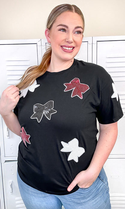 Sparkle Sequin Bow Graphic T-Shirt