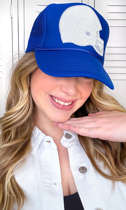 Sparkle Football Helmet Sequin Trucker Hat