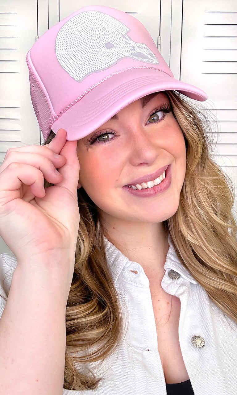 Sparkle Football Helmet Sequin Trucker Hat