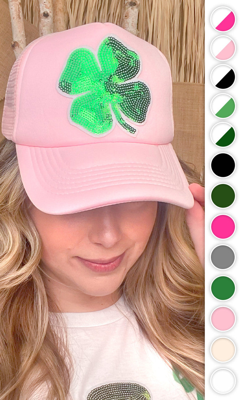 Sparkle Lucky Clover Trucker Hat