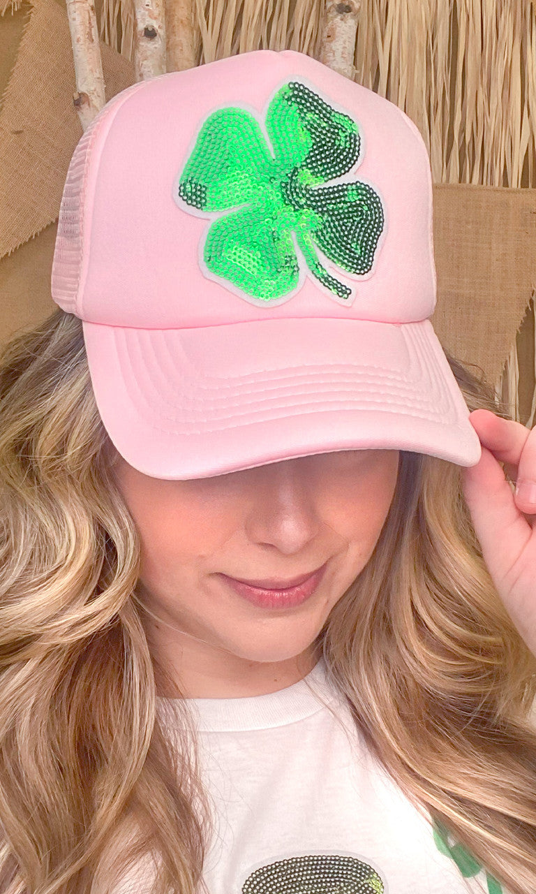 Sparkle Lucky Clover Trucker Hat