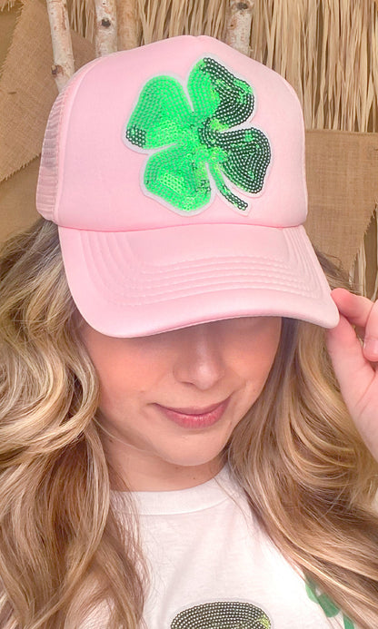 Sparkle Lucky Clover Trucker Hat