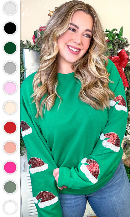 Sparkle Santa Hat Graphic Sweatshirt