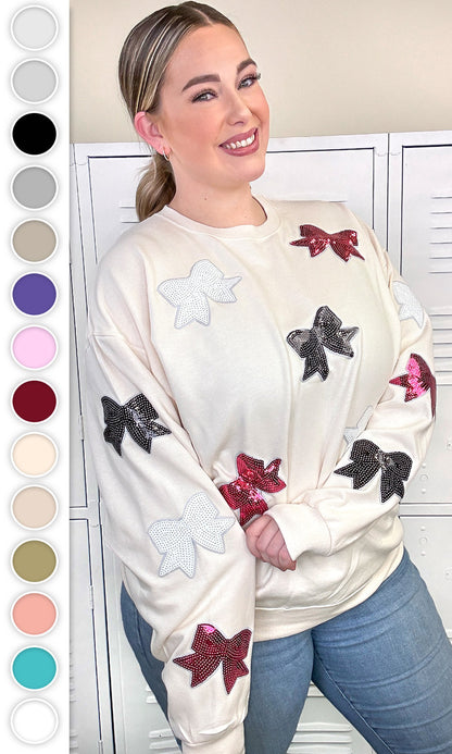 Sparkle Sequin Bow Graphic Sweatshirt