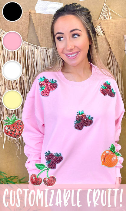 Sparkle Sequin Fruit Graphic Sweatshirt