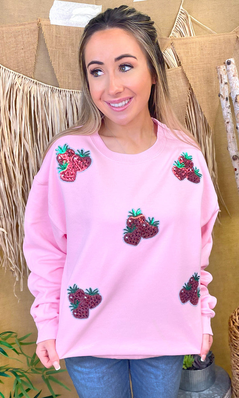 Sparkle Sequin Fruit Graphic Sweatshirt